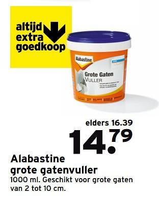 Aanbiedingen Alabastine grote gatenvuller - Alabastine - Geldig van 06/11/2017 tot 19/11/2017 bij Gamma