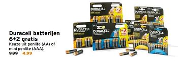 Aanbiedingen Duracell batterijen 6+2 gratis - Duracell - Geldig van 06/11/2017 tot 19/11/2017 bij Gamma