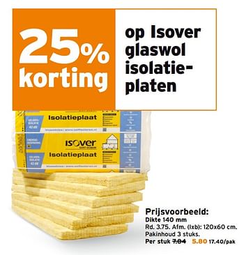 Aanbiedingen Glaswol isolatieplaten - Isover - Geldig van 06/11/2017 tot 19/11/2017 bij Gamma