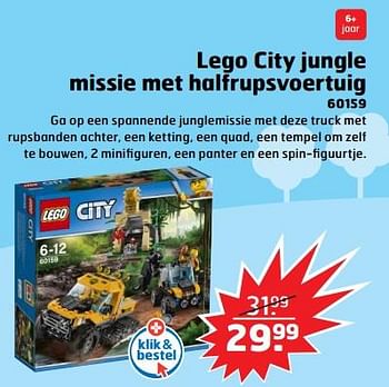 Aanbiedingen Lego city jungle missie met halfrupsvoertuig - Lego - Geldig van 05/11/2017 tot 31/12/2017 bij Trekpleister