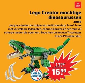 Aanbiedingen Lego creator machtige dinosaurussen - Lego - Geldig van 05/11/2017 tot 31/12/2017 bij Trekpleister