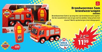 Aanbiedingen Brandweerman sam brandweerwagen - Dickie - Geldig van 05/11/2017 tot 31/12/2017 bij Trekpleister
