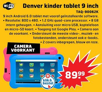 Aanbiedingen Denver kinder tablet 9 inch taq-90062k - Denver Electronics - Geldig van 05/11/2017 tot 31/12/2017 bij Trekpleister