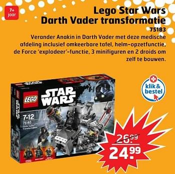 Aanbiedingen Lego star wars darth vader transformatie - Lego - Geldig van 05/11/2017 tot 31/12/2017 bij Trekpleister