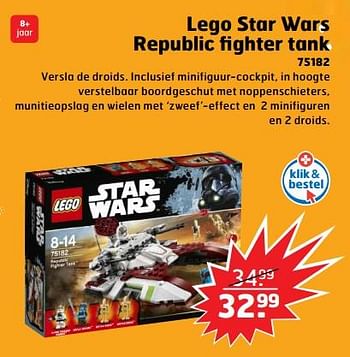 Aanbiedingen Lego star wars republic fighter tank - Lego - Geldig van 05/11/2017 tot 31/12/2017 bij Trekpleister