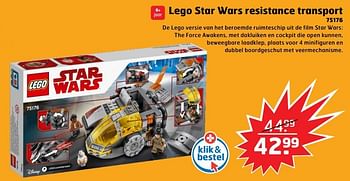 Aanbiedingen Lego star wars resistance transport - Lego - Geldig van 05/11/2017 tot 31/12/2017 bij Trekpleister