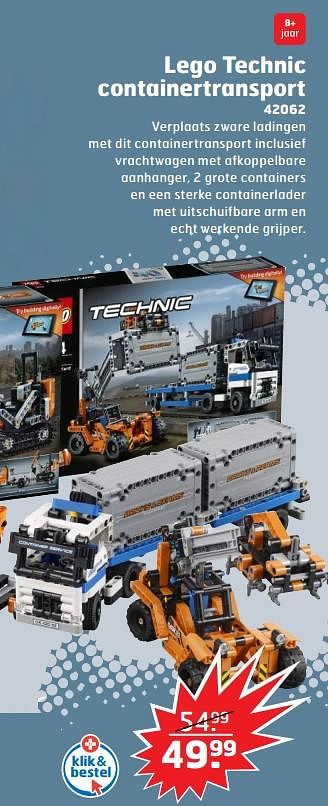 Aanbiedingen Lego technic containertransport - Lego - Geldig van 05/11/2017 tot 31/12/2017 bij Trekpleister