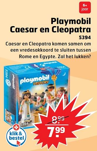 Aanbiedingen Playmobil caesar en cleopatra - Playmobil - Geldig van 05/11/2017 tot 31/12/2017 bij Trekpleister