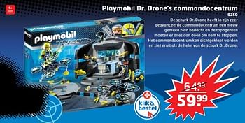 Aanbiedingen Playmobil dr. drone`s commandocentrum - Playmobil - Geldig van 05/11/2017 tot 31/12/2017 bij Trekpleister