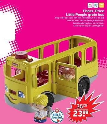 Aanbiedingen Fisher-price little people grote bus - Fisher-Price - Geldig van 05/11/2017 tot 31/12/2017 bij Trekpleister