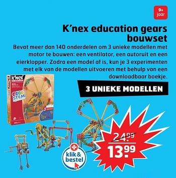Aanbiedingen K`nex education gears bouwset - K'Nex - Geldig van 05/11/2017 tot 31/12/2017 bij Trekpleister