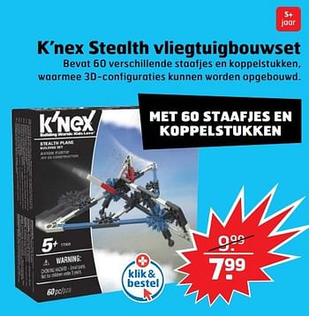 Aanbiedingen K`nex stealth vliegtuigbouwset - K'Nex - Geldig van 05/11/2017 tot 31/12/2017 bij Trekpleister