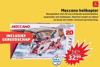 Aanbiedingen Meccano helikopter - Meccano - Geldig van 05/11/2017 tot 31/12/2017 bij Trekpleister