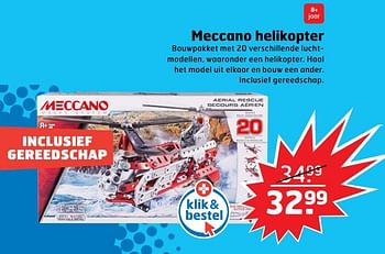 Aanbiedingen Meccano helikopter - Meccano - Geldig van 05/11/2017 tot 31/12/2017 bij Trekpleister