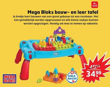 Aanbiedingen Mega bloks bouw- en leer tafel - Mega Bloks - Geldig van 05/11/2017 tot 31/12/2017 bij Trekpleister