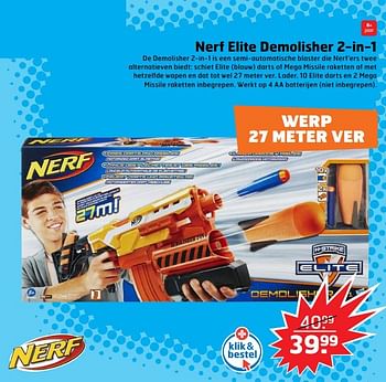 Aanbiedingen Nerf elite demolisher 2-in-1 - Nerf - Geldig van 05/11/2017 tot 31/12/2017 bij Trekpleister