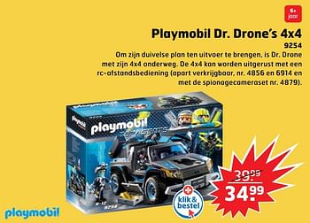 Aanbiedingen Playmobil dr. drone`s 4x4 9254 - Playmobil - Geldig van 05/11/2017 tot 31/12/2017 bij Trekpleister