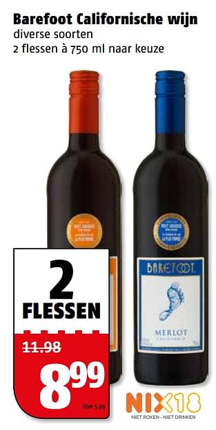 Aanbiedingen Barefoot californische wijn - Witte wijnen - Geldig van 06/11/2017 tot 12/11/2017 bij Poiesz