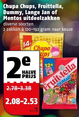 Aanbiedingen Chupa chups, fruittella, dummy, lange jan of mentos uitdeelzakken - Huismerk Poiesz - Geldig van 06/11/2017 tot 12/11/2017 bij Poiesz