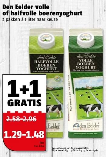 Aanbiedingen Den eelder volle of halfvolle boerenyoghurt - Den Eelder - Geldig van 06/11/2017 tot 12/11/2017 bij Poiesz