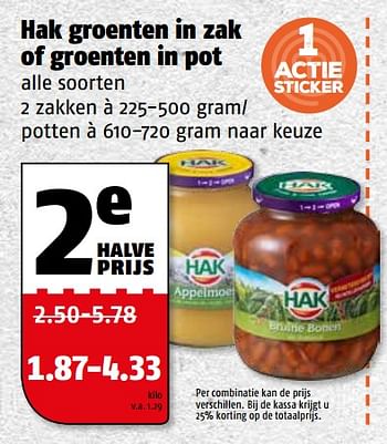 Aanbiedingen Hak groenten in zak of groenten in pot - Hak - Geldig van 06/11/2017 tot 12/11/2017 bij Poiesz