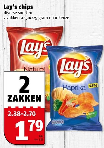 Aanbiedingen Lay`s chips - Lay's - Geldig van 06/11/2017 tot 12/11/2017 bij Poiesz