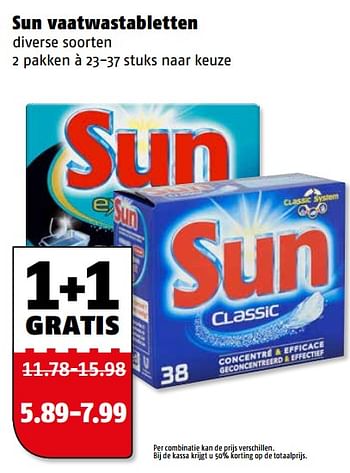 Aanbiedingen Sun vaatwastabletten - Sun - Geldig van 06/11/2017 tot 12/11/2017 bij Poiesz
