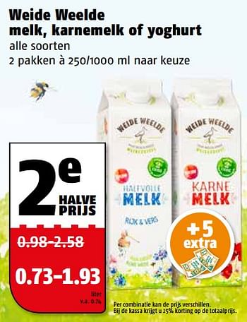 Aanbiedingen Weide weelde melk, karnemelk of yoghurt - Weide Weelde - Geldig van 06/11/2017 tot 12/11/2017 bij Poiesz
