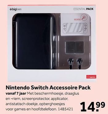 Aanbiedingen Nintendo switch accessoire pack - BIGben - Geldig van 06/11/2017 tot 12/11/2017 bij Intertoys