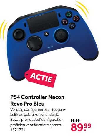 Aanbiedingen Ps4 controller nacon rvo pro bleu - Sony - Geldig van 06/11/2017 tot 12/11/2017 bij Intertoys
