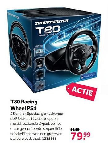 Aanbiedingen T80 racing wheel ps4 - Thrustmaster - Geldig van 06/11/2017 tot 12/11/2017 bij Intertoys