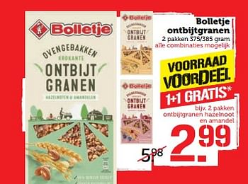 Aanbiedingen Bolletje ontbijtgranen - Bolletje - Geldig van 06/11/2017 tot 12/11/2017 bij Coop