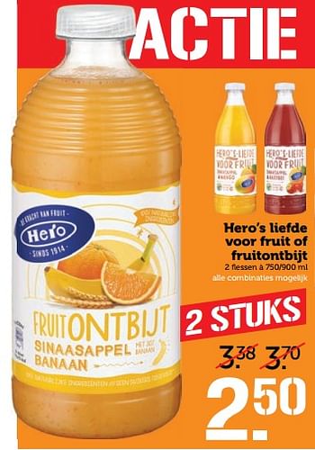 Aanbiedingen Hero`s liefde voor fruit of fruitontbijt - Hero - Geldig van 06/11/2017 tot 12/11/2017 bij Coop