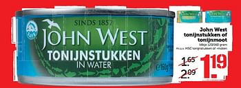 Aanbiedingen John west tonijnstukken of tonijnmoot - John West - Geldig van 06/11/2017 tot 12/11/2017 bij Coop