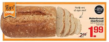 Aanbiedingen Molenbrood vloerbrood spelt of donker spelt heel brood - Molenbrood - Geldig van 06/11/2017 tot 12/11/2017 bij Coop