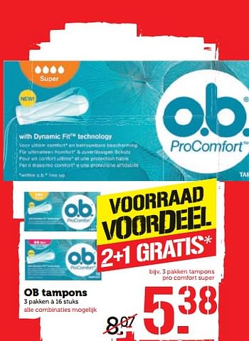 Aanbiedingen Ob tampons - OB - Geldig van 06/11/2017 tot 12/11/2017 bij Coop