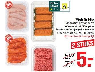 Aanbiedingen Pick + mix kiphaasjes gemarineerd of naturel boomstammetjes pak 4 stuks of rundergehakt pak ca - Huismerk - Coop - Geldig van 06/11/2017 tot 12/11/2017 bij Coop