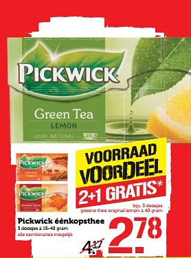 Aanbiedingen Pickwick éénkopsthee - Pickwick - Geldig van 06/11/2017 tot 12/11/2017 bij Coop