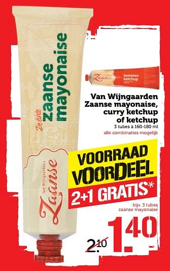 Aanbiedingen Van wijngaarden zaanse mayonaise, curry ketchup of ketchup - Van Wijngaarden - Geldig van 06/11/2017 tot 12/11/2017 bij Coop