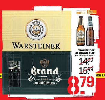 Aanbiedingen Warsteiner of brand bier - Huismerk - Coop - Geldig van 06/11/2017 tot 12/11/2017 bij Coop