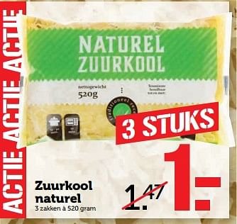 Aanbiedingen Zuurkool naturel - Huismerk - Coop - Geldig van 06/11/2017 tot 12/11/2017 bij Coop