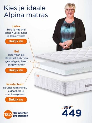 Aanbiedingen Alpina matras - Huismerk - TotaalBed - Geldig van 06/11/2017 tot 19/11/2017 bij TotaalBed