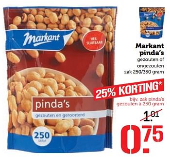 Aanbiedingen Markant pinda`s gezouten of ongezouten - Markant - Geldig van 06/11/2017 tot 12/11/2017 bij Coop