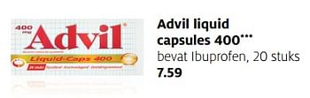 Aanbiedingen Advil liquid capsules 400 bevat ibuprofen - Advil - Geldig van 06/11/2017 tot 19/11/2017 bij Etos