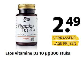 Aanbiedingen Etos vitamine d3 - Huismerk - Etos - Geldig van 06/11/2017 tot 19/11/2017 bij Etos
