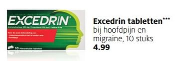 Aanbiedingen Excedrin tabletten bij hoofdpijn en migraine - Excedrin - Geldig van 06/11/2017 tot 19/11/2017 bij Etos