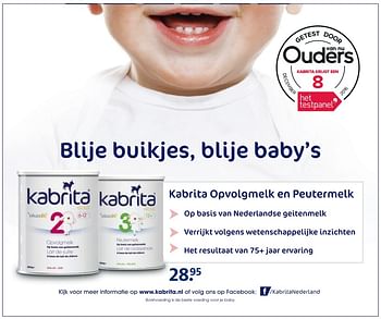 Aanbiedingen Kabrita opvolgmelk en peutermelk - Kabrita - Geldig van 06/11/2017 tot 19/11/2017 bij Etos