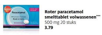Aanbiedingen Roter paracetamol smelttablet volwassenen - Roter - Geldig van 06/11/2017 tot 19/11/2017 bij Etos