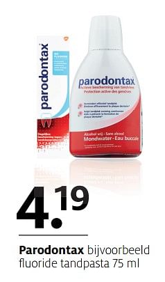 Aanbiedingen Parodontax fluoride tandpasta - Parodontax - Geldig van 06/11/2017 tot 19/11/2017 bij Etos