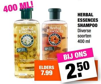 Aanbiedingen Herbal essences shampoo - Herbal Essences - Geldig van 06/11/2017 tot 19/11/2017 bij Big Bazar